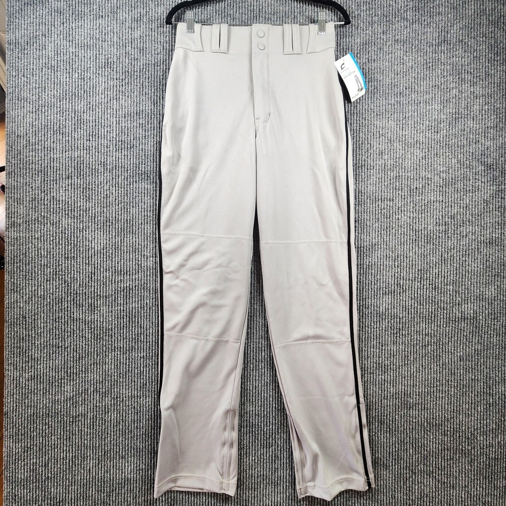 Champro Triple Crown Baseball Pants Adult Small Gray Open Bottom Black Trim